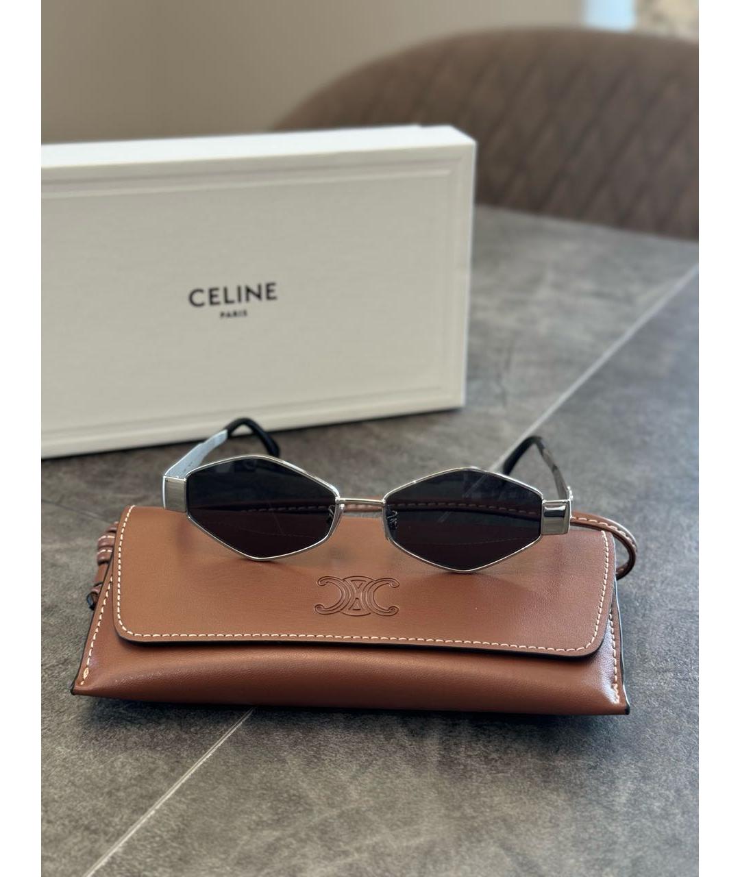 CELINE Серебряные металлические солнцезащитные очки, фото 7