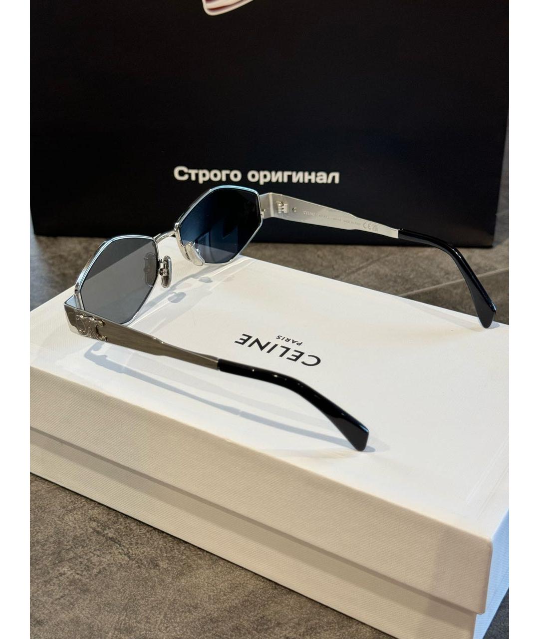 CELINE Серебряные металлические солнцезащитные очки, фото 4