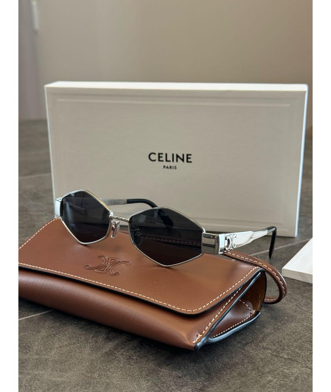 CELINE Серебряные металлические солнцезащитные очки, фото 8