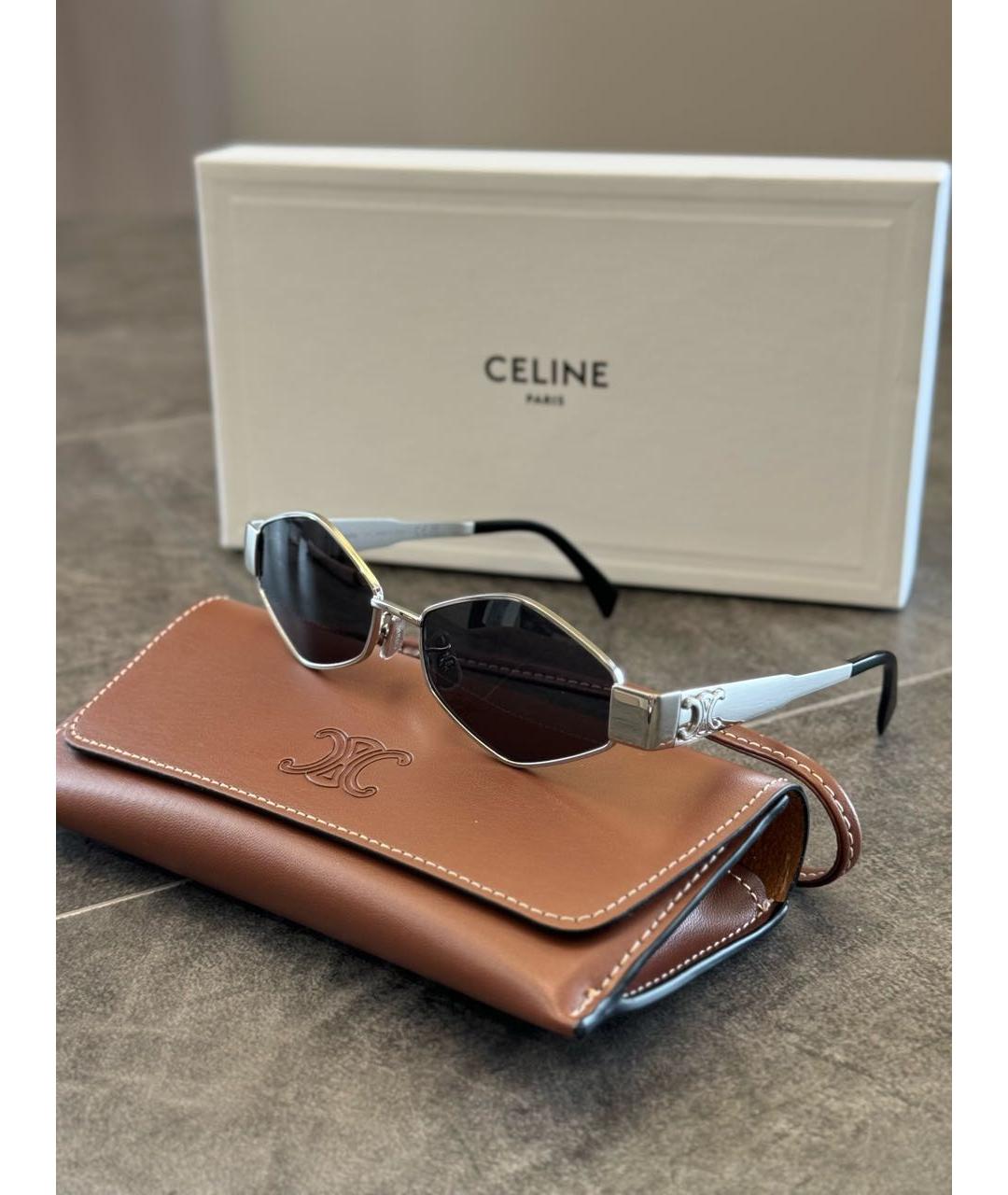 CELINE Серебряные металлические солнцезащитные очки, фото 6