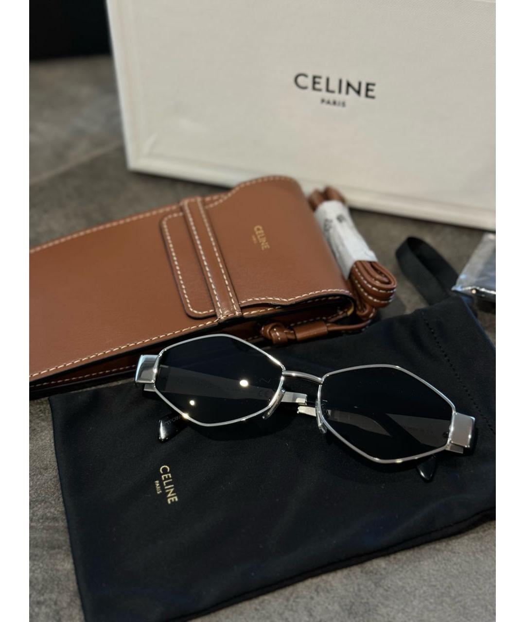 CELINE Серебряные металлические солнцезащитные очки, фото 2