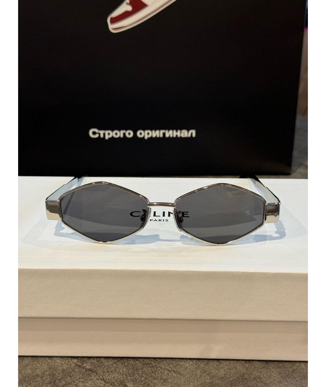CELINE Серебряные металлические солнцезащитные очки, фото 5