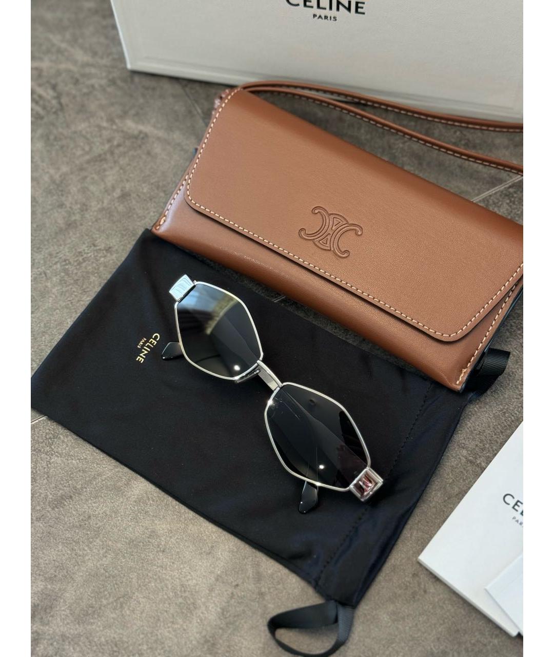 CELINE Серебряные металлические солнцезащитные очки, фото 3