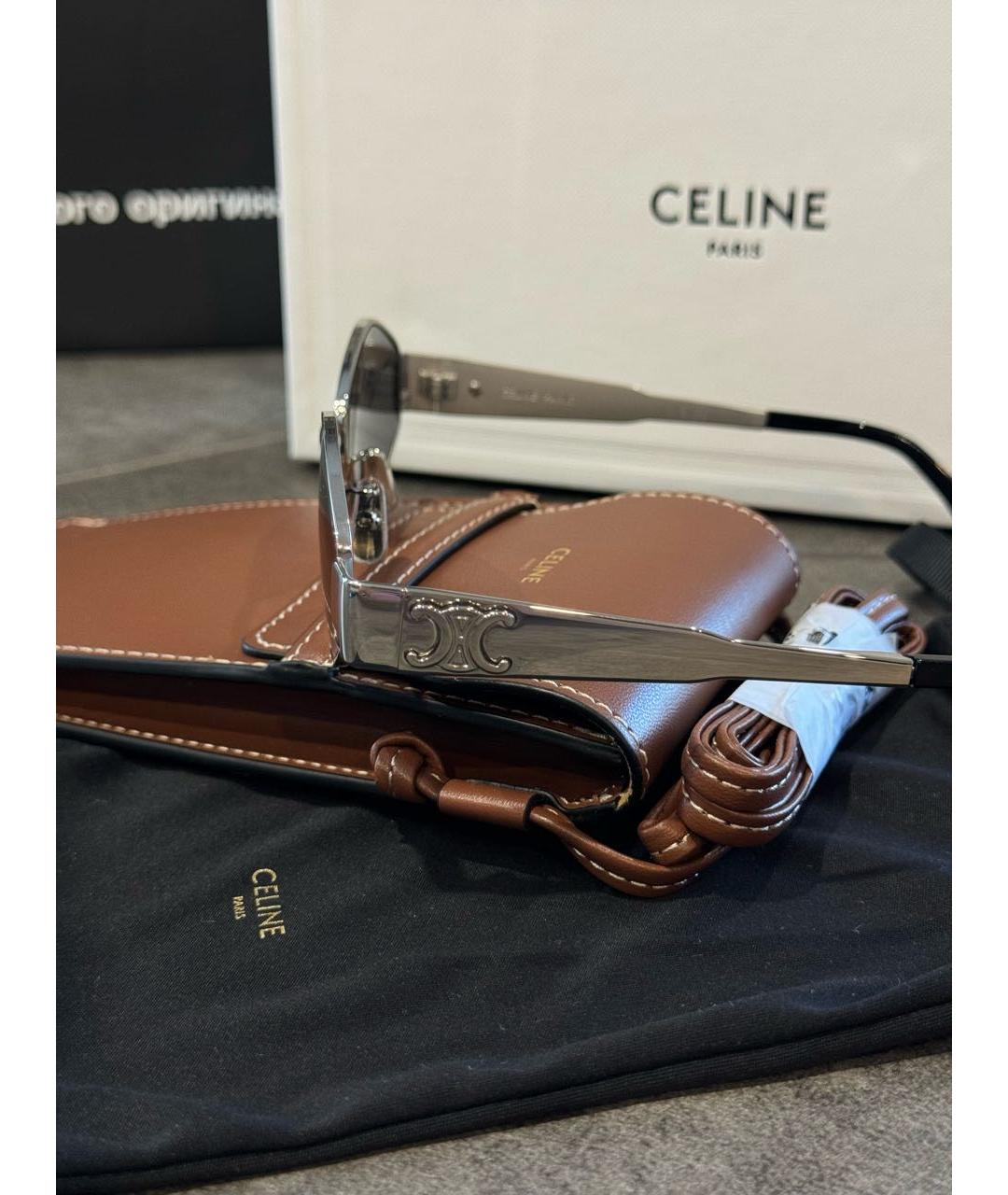 CELINE Серебряные металлические солнцезащитные очки, фото 8