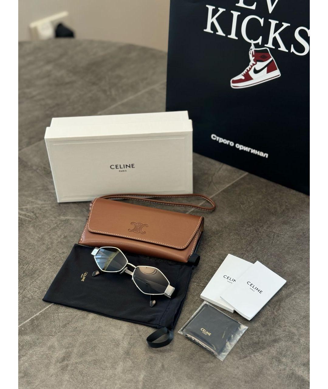 CELINE Серебряные металлические солнцезащитные очки, фото 2