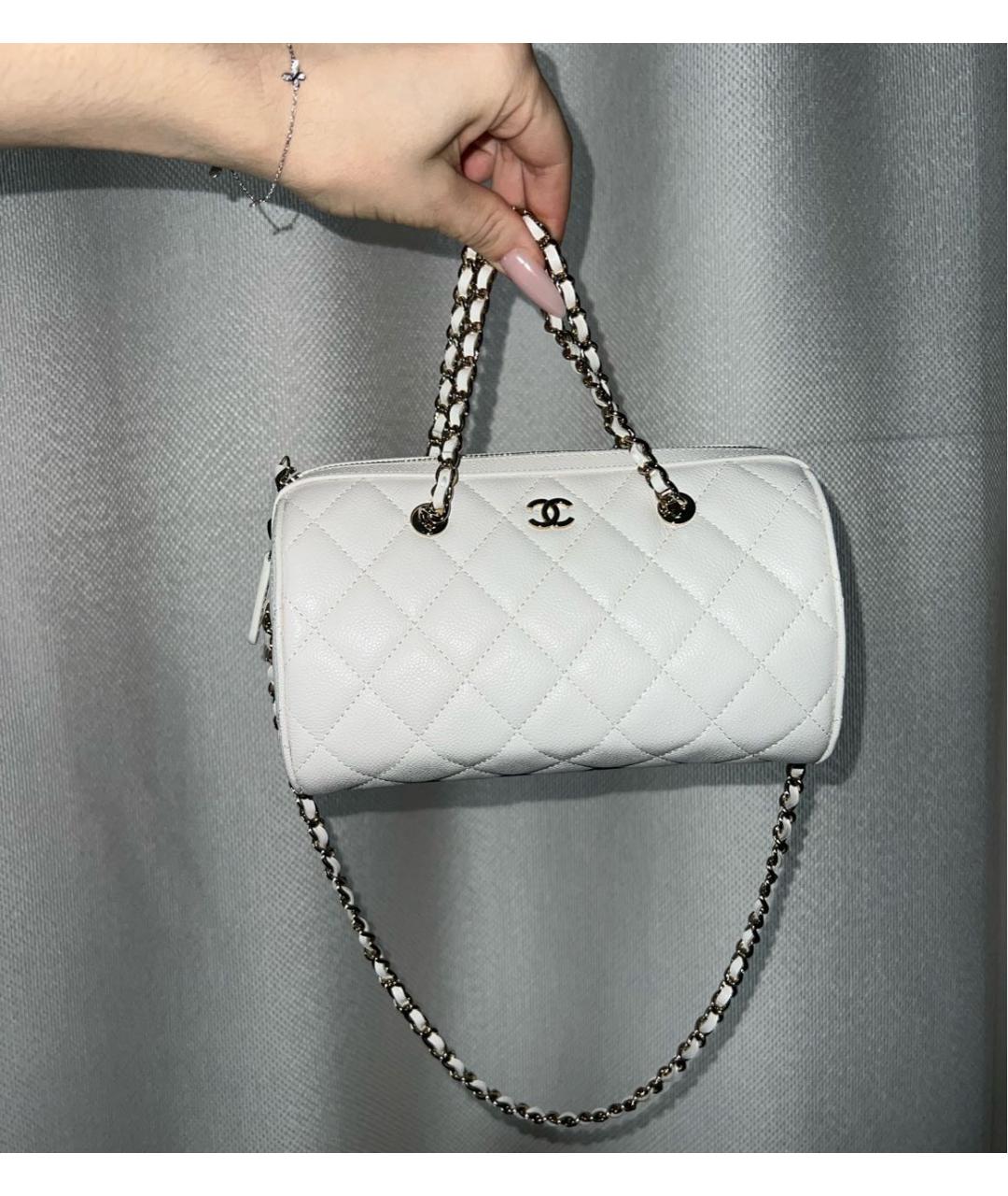 CHANEL Белая кожаная сумка через плечо, фото 4
