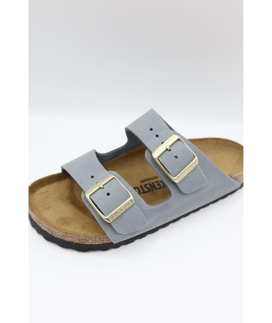 BIRKENSTOCK Голубые кожаные сандалии, фото 4