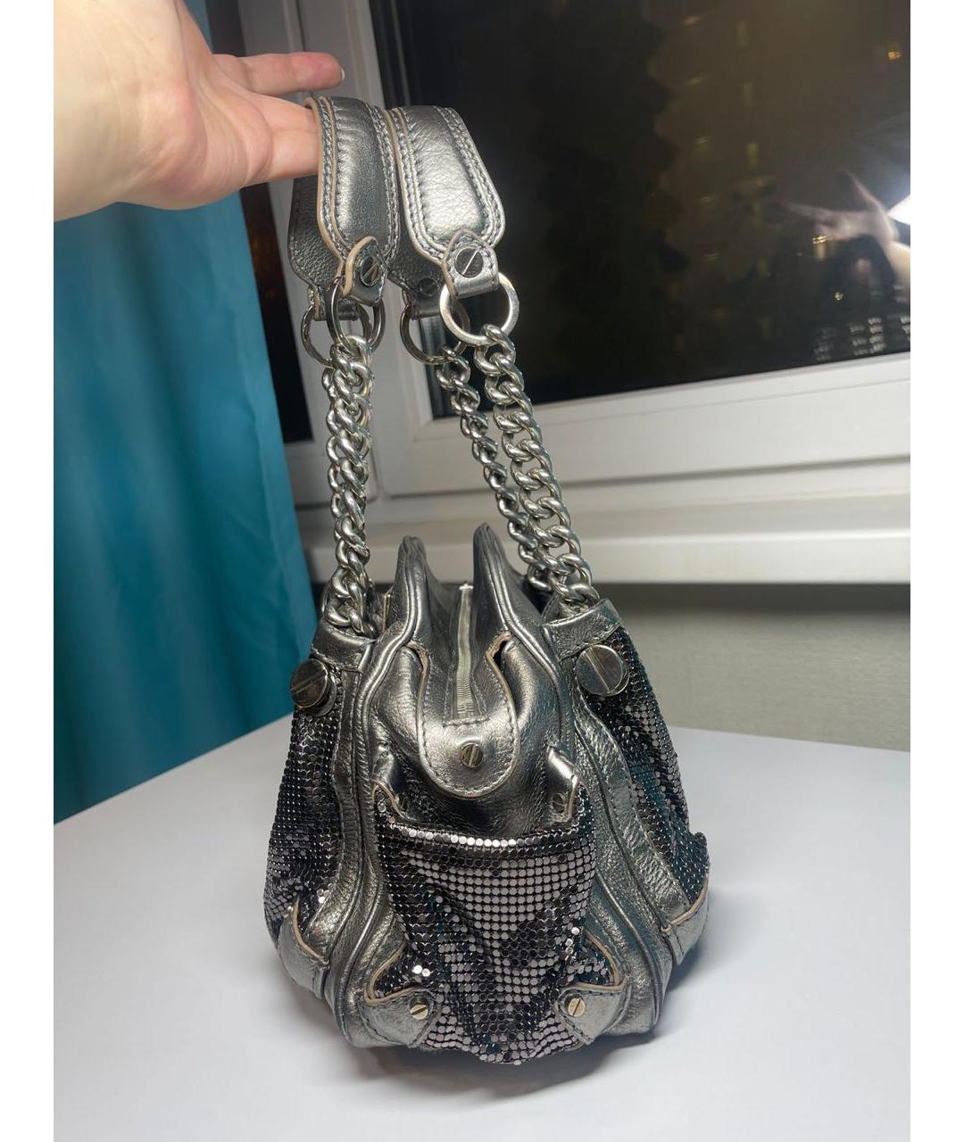 VERSACE Серебряная кожаная сумка через плечо, фото 2