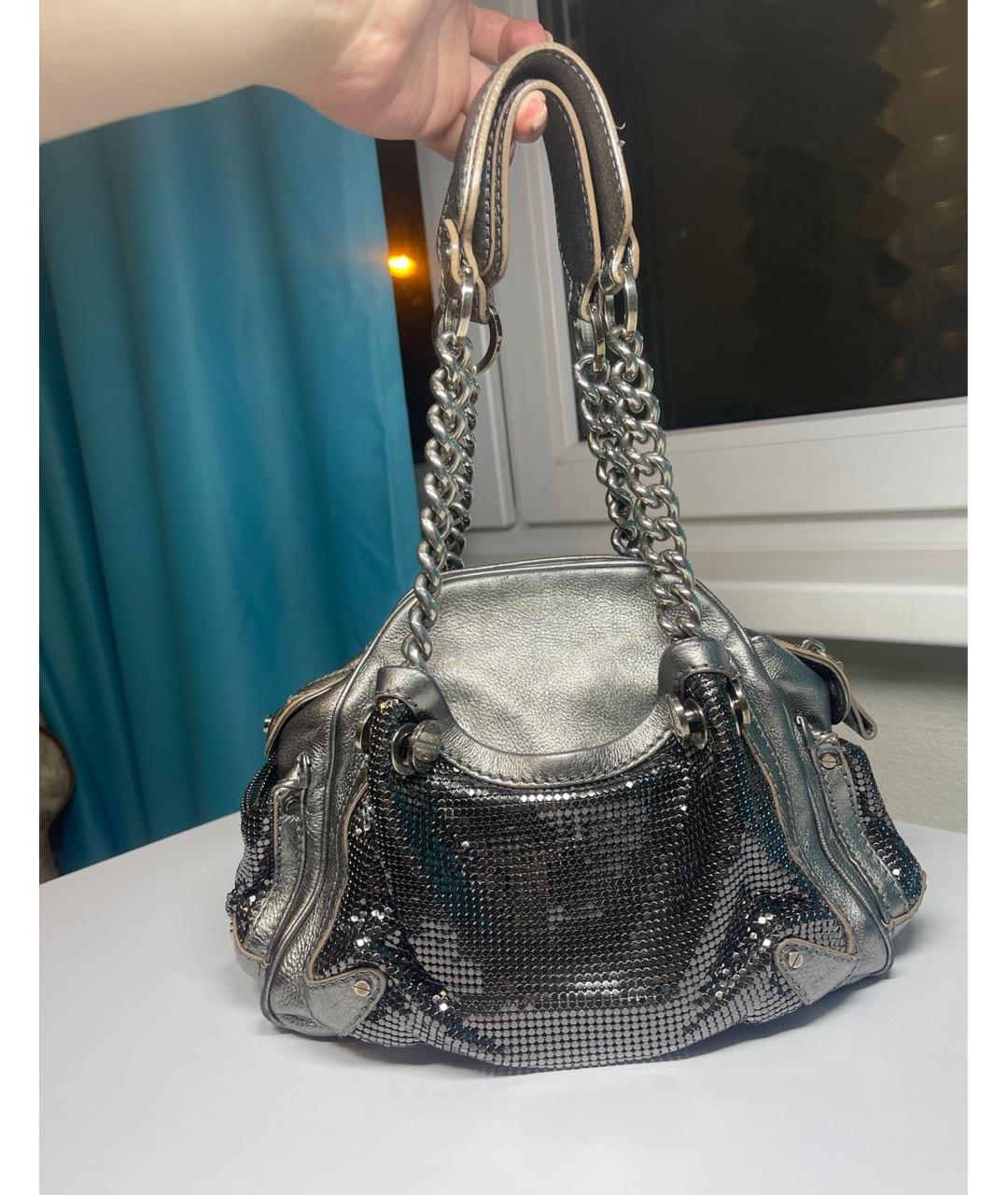 VERSACE Серебряная кожаная сумка через плечо, фото 3