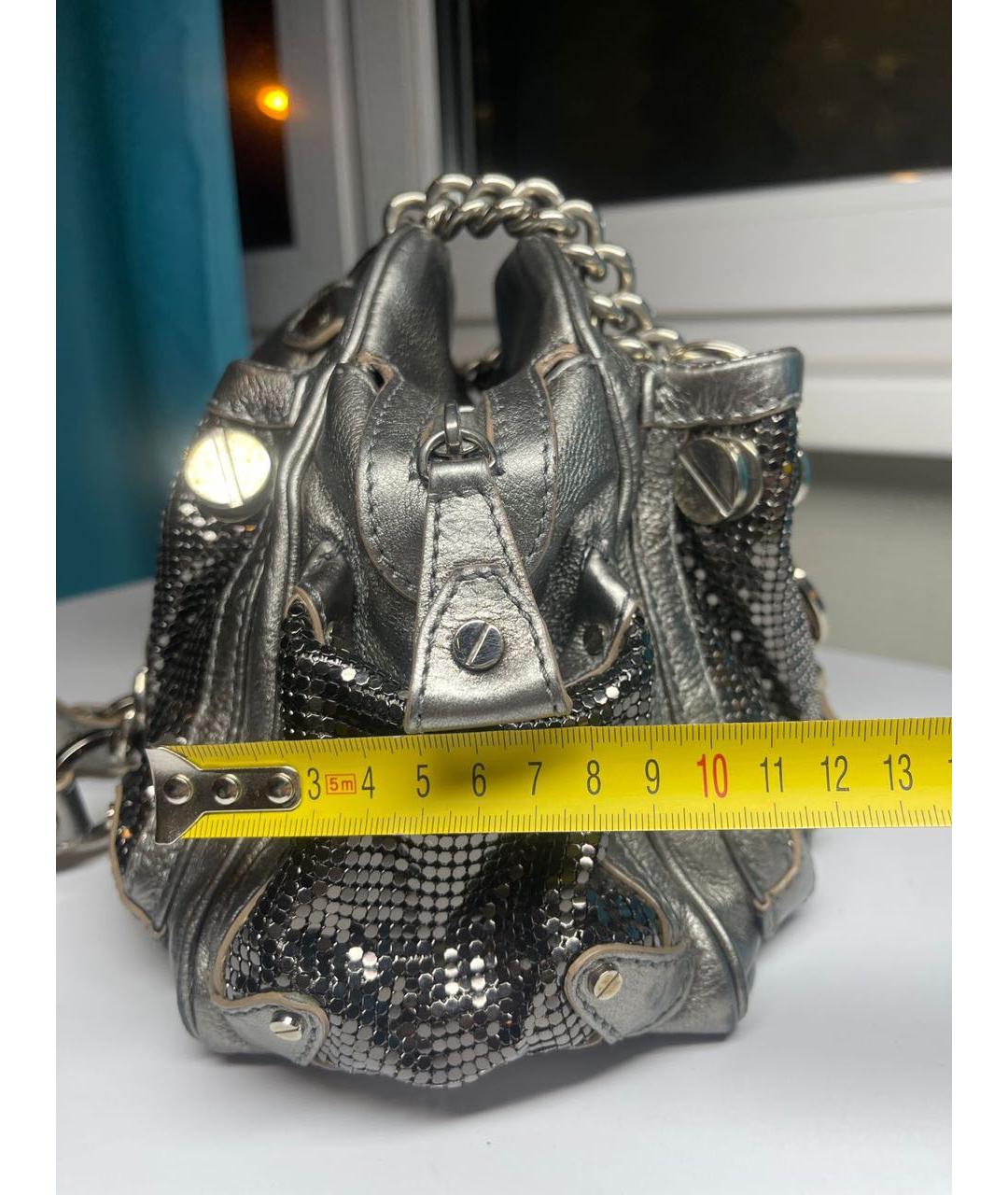 VERSACE Серебряная кожаная сумка через плечо, фото 7