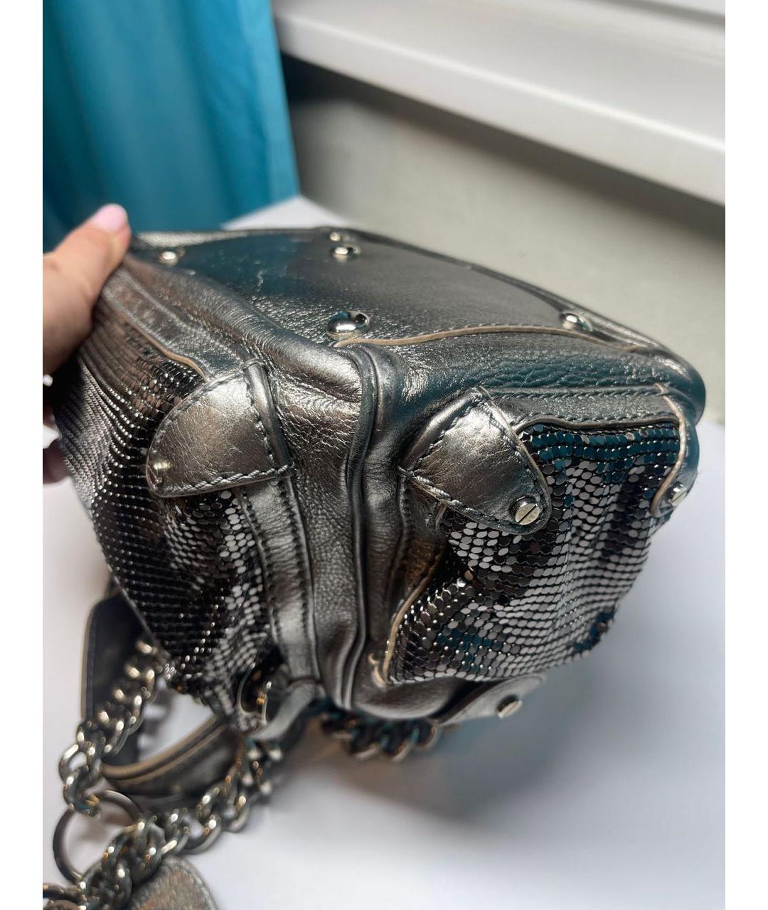 VERSACE Серебряная кожаная сумка через плечо, фото 8