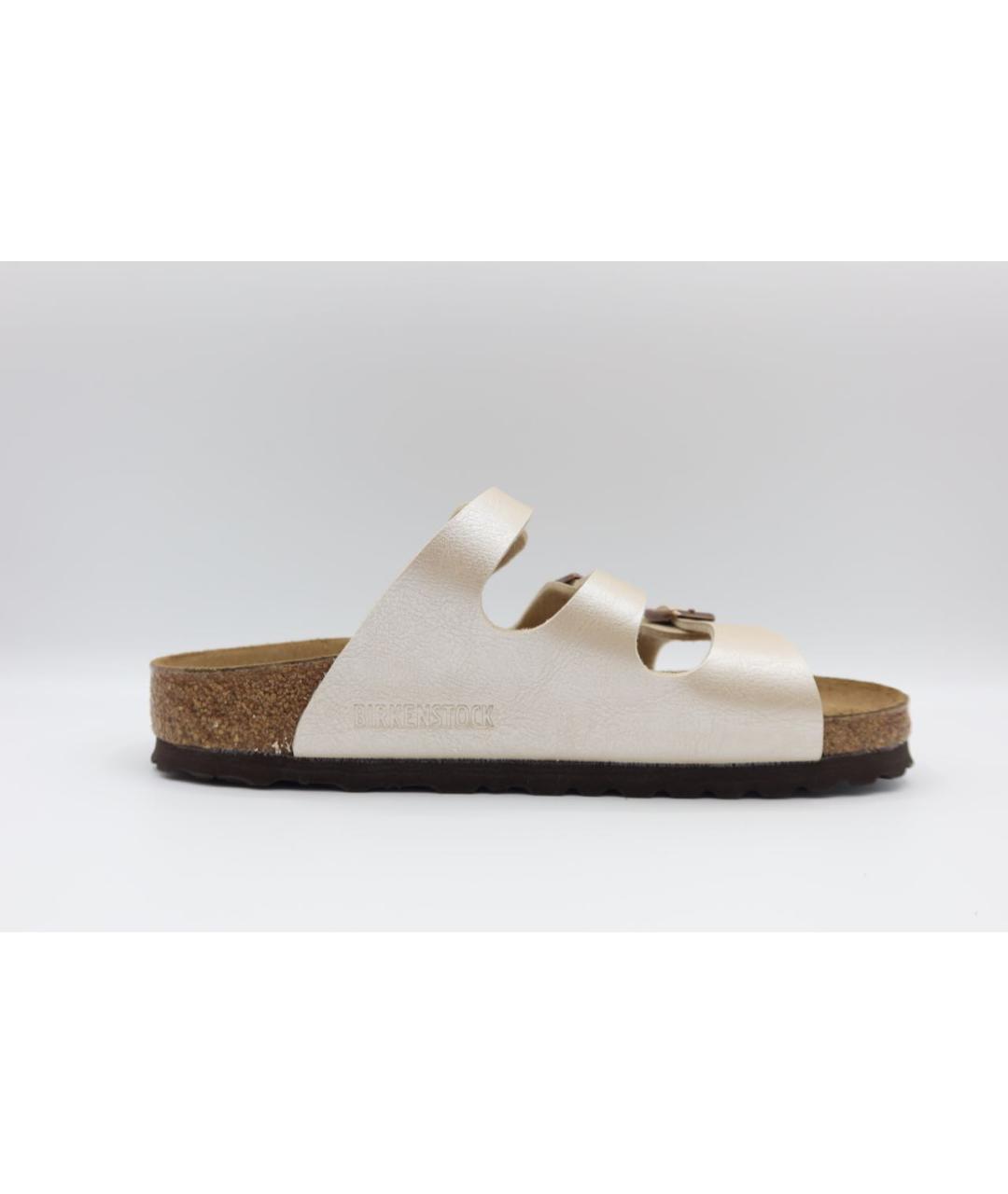 BIRKENSTOCK Бежевые сандалии из искусственной кожи, фото 5