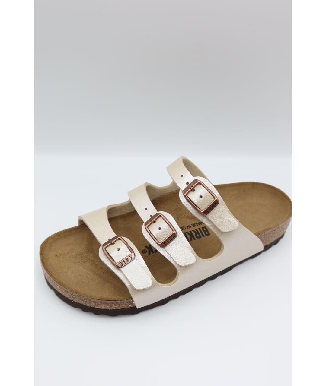 BIRKENSTOCK Бежевые сандалии из искусственной кожи, фото 4
