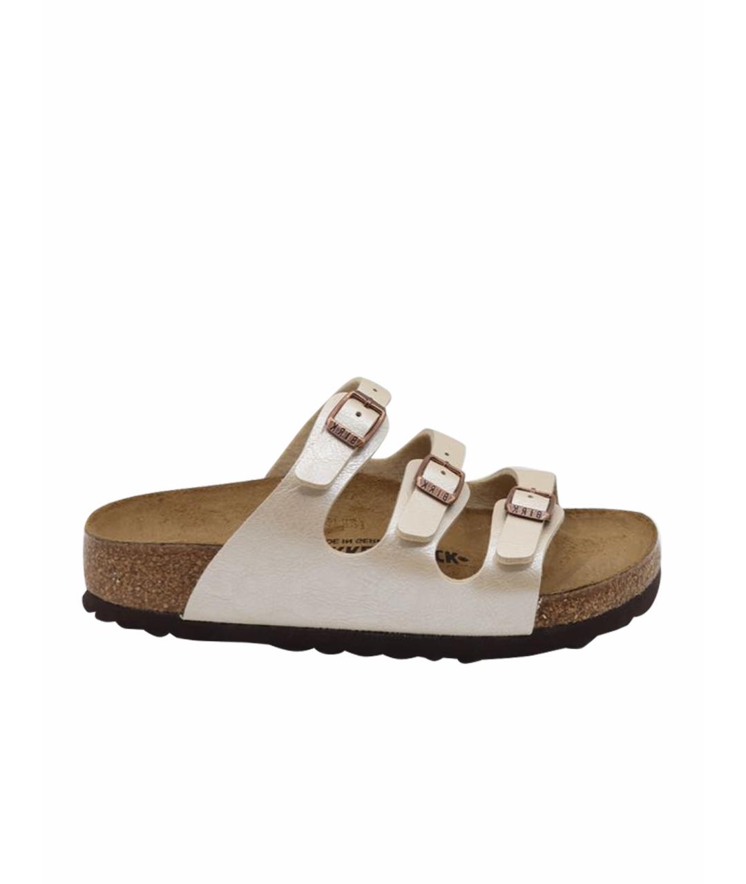 BIRKENSTOCK Бежевые сандалии из искусственной кожи, фото 1