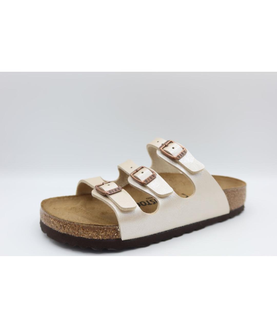 BIRKENSTOCK Бежевые сандалии из искусственной кожи, фото 3