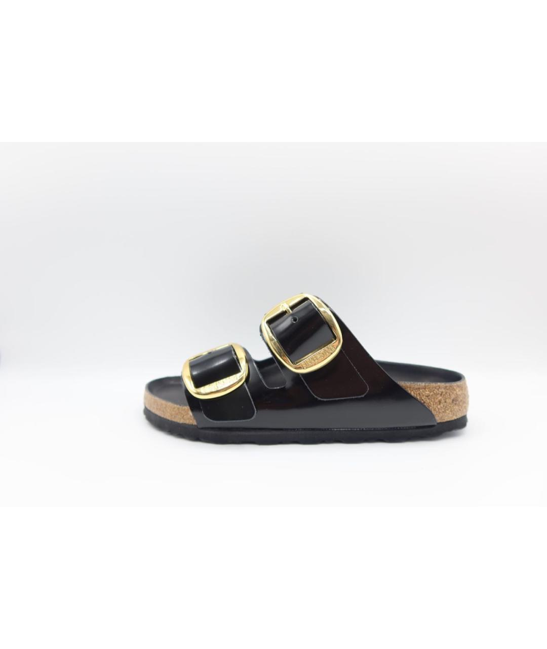 BIRKENSTOCK Черные сандалии из лакированной кожи, фото 2