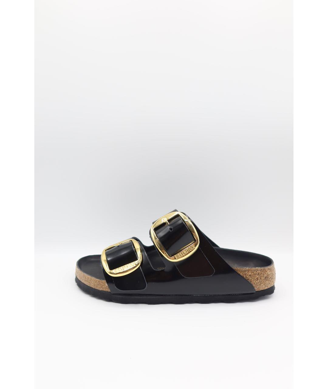 BIRKENSTOCK Черные сандалии из лакированной кожи, фото 6