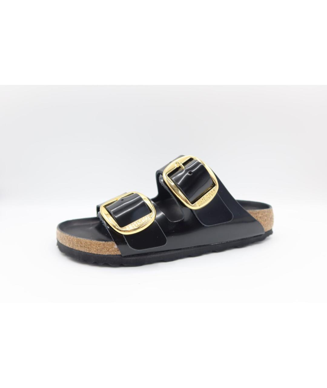 BIRKENSTOCK Черные сандалии из лакированной кожи, фото 3