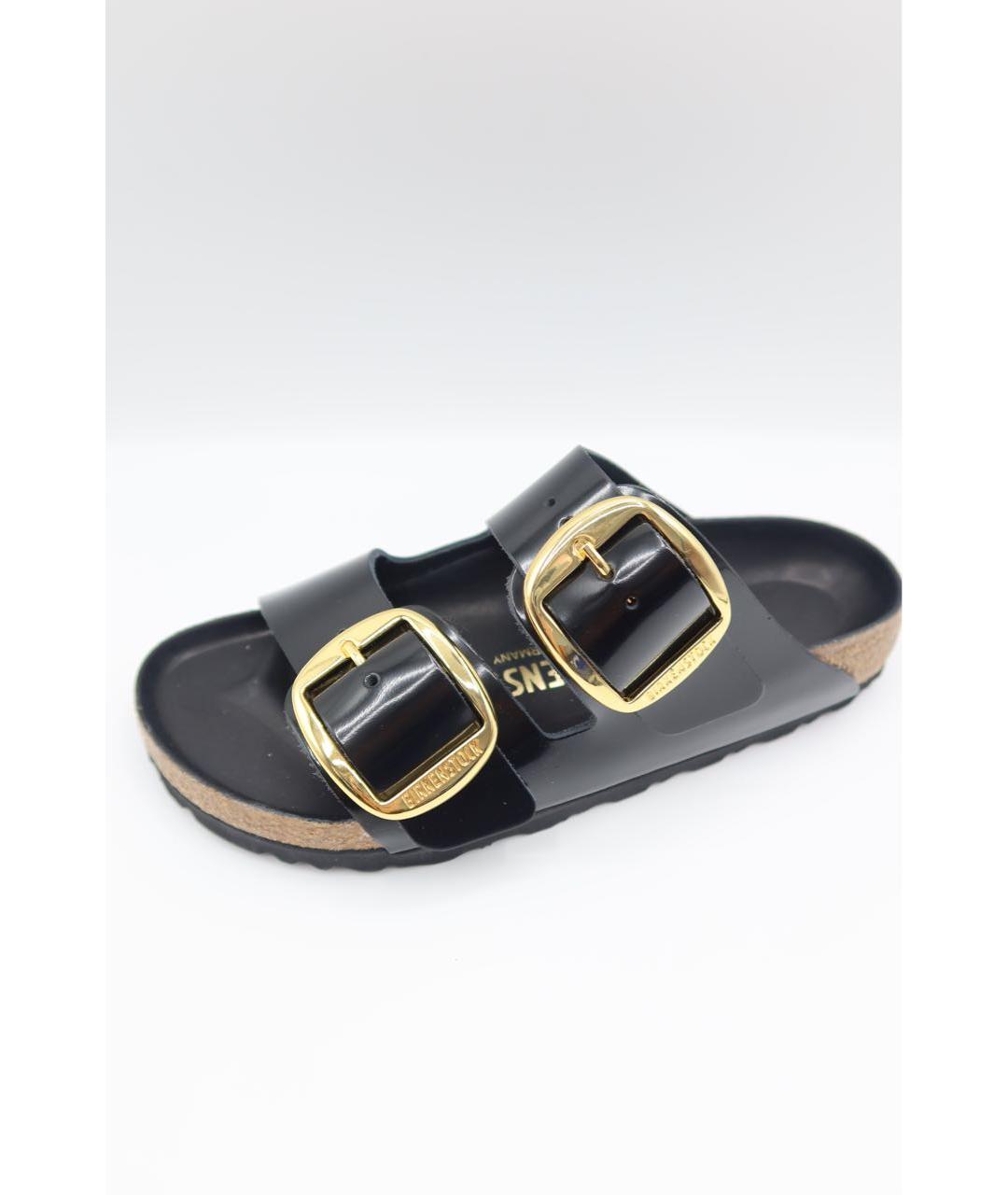 BIRKENSTOCK Черные сандалии из лакированной кожи, фото 4