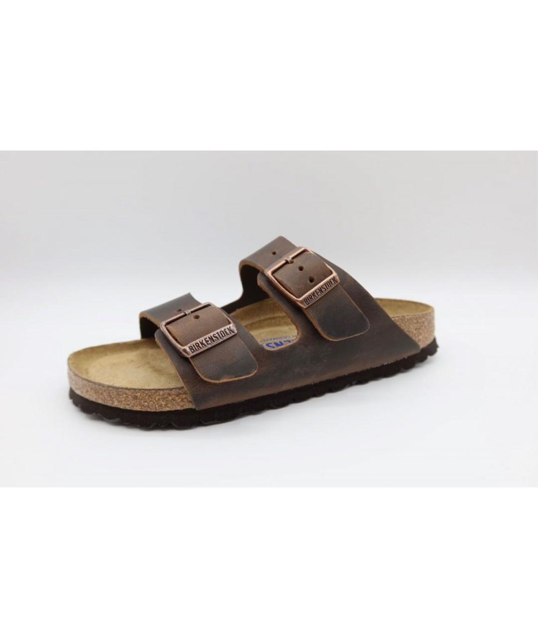 BIRKENSTOCK Коричневые кожаные сандалии, фото 3