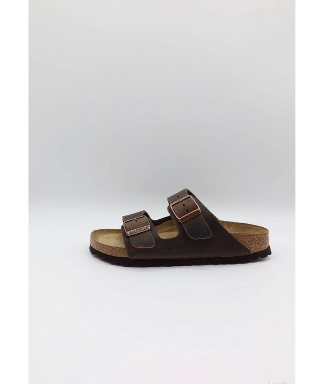 BIRKENSTOCK Коричневые кожаные сандалии, фото 5