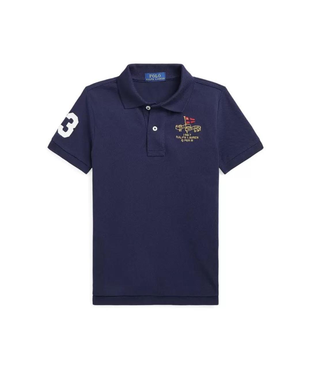 POLO RALPH LAUREN Темно-синее хлопковое поло с коротким рукавом, фото 1
