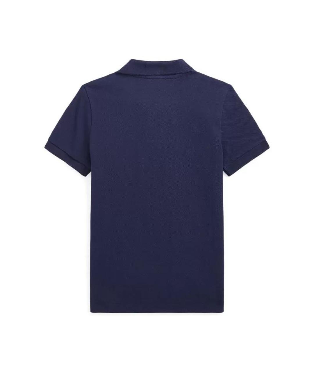 POLO RALPH LAUREN Темно-синее хлопковое поло с коротким рукавом, фото 2