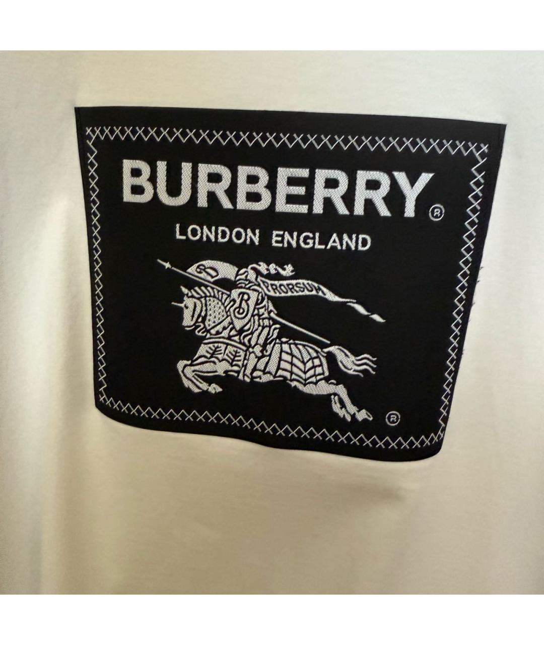 BURBERRY Белая хлопковая футболка, фото 4