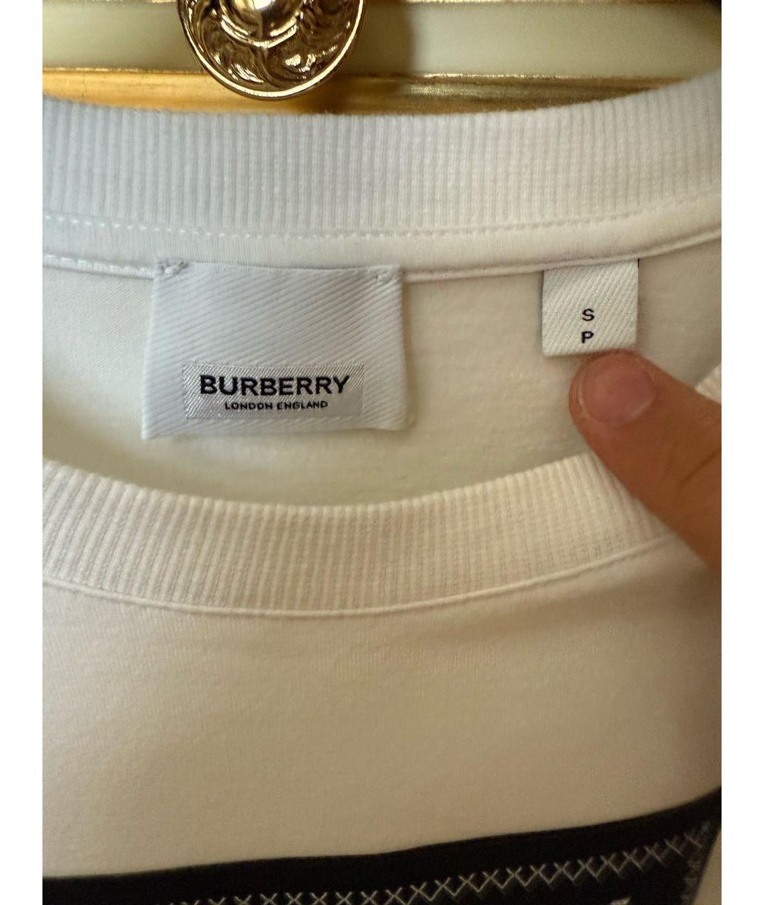 BURBERRY Белая хлопковая футболка, фото 3