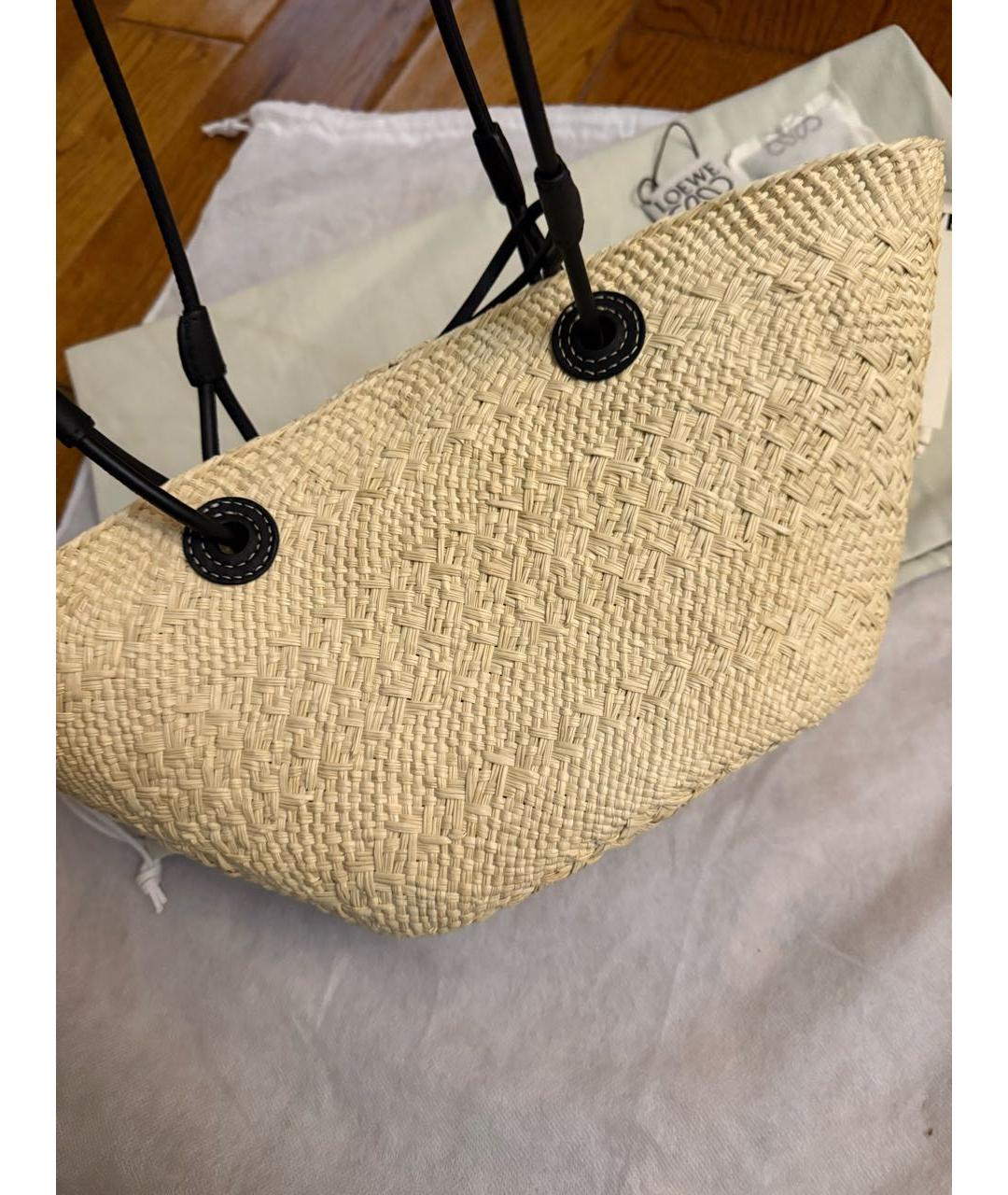 LOEWE Бежевая пелетеная пляжная сумка, фото 7