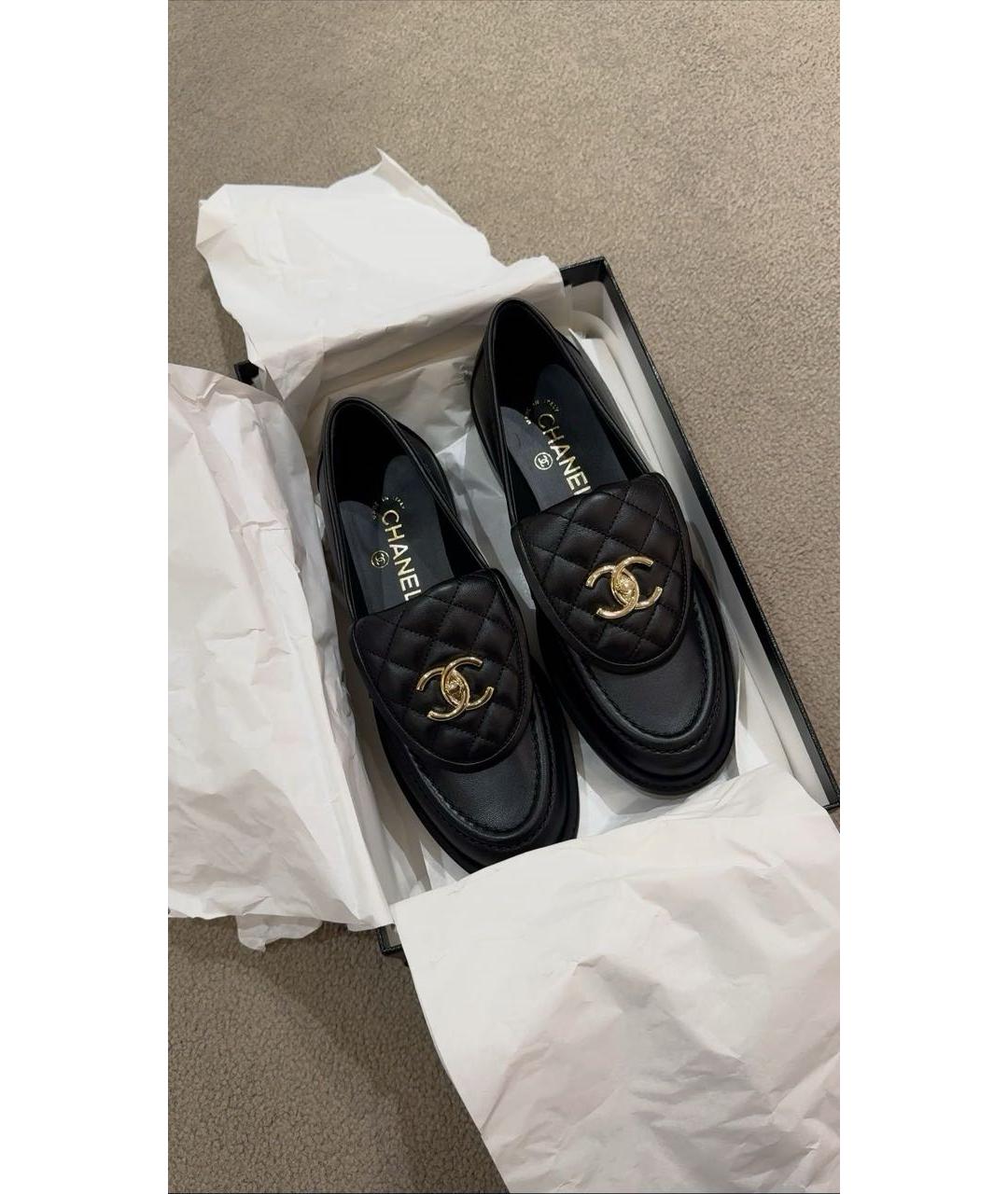 CHANEL Черные кожаные лоферы, фото 5