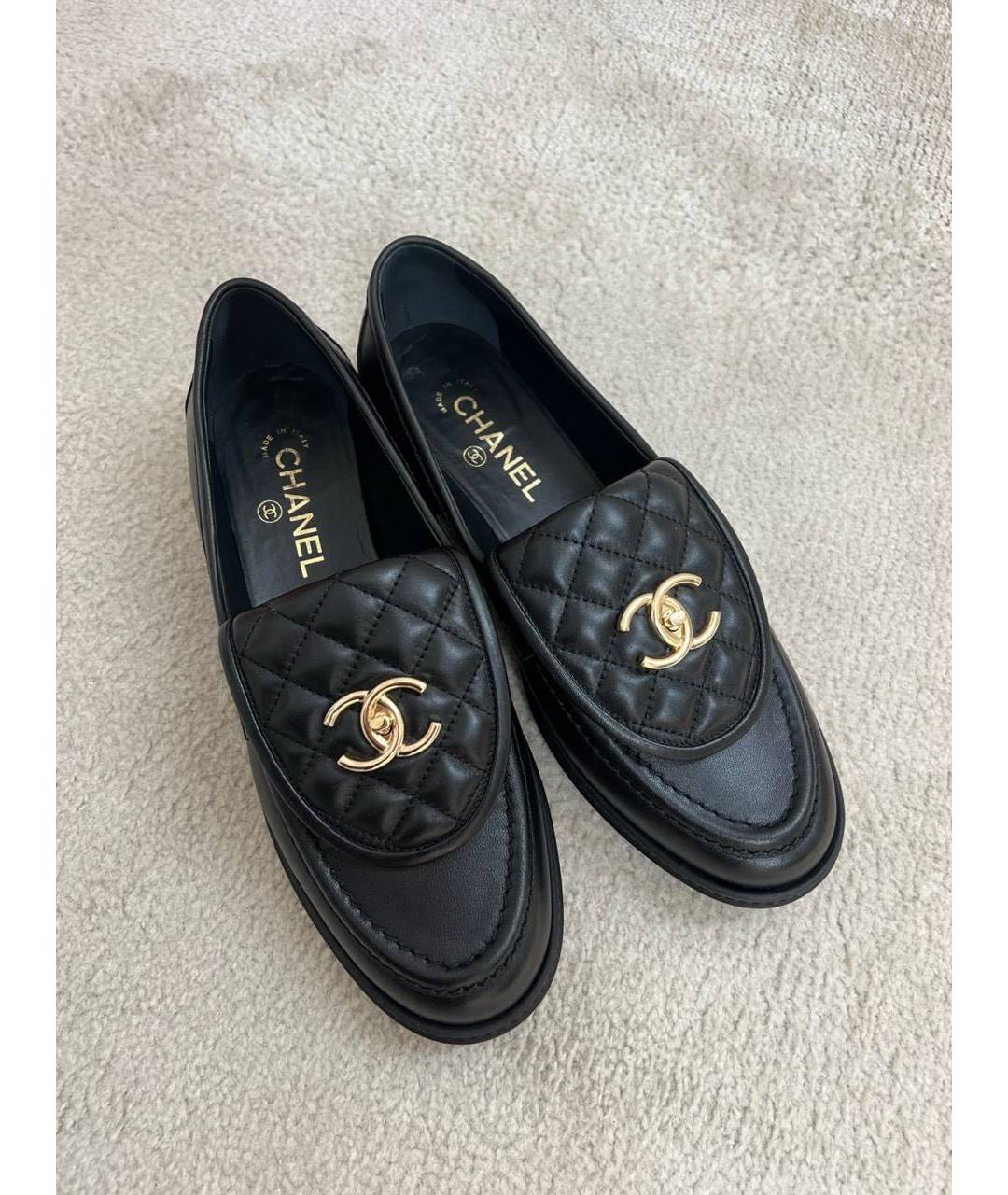 CHANEL Черные кожаные лоферы, фото 2
