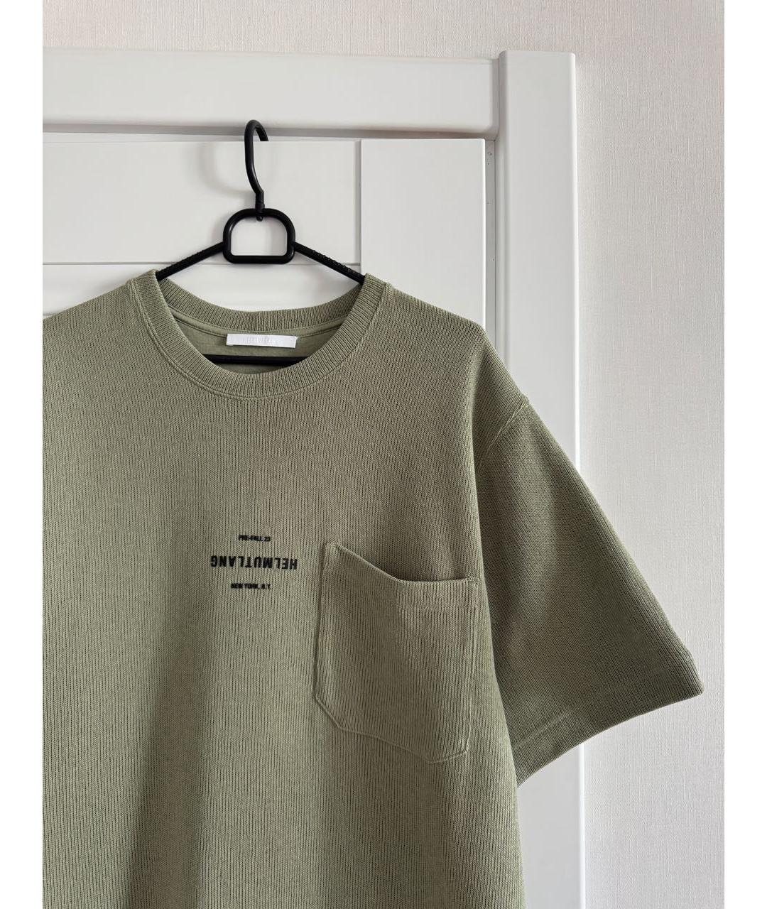 HELMUT LANG Хаки хлопковая футболка, фото 2