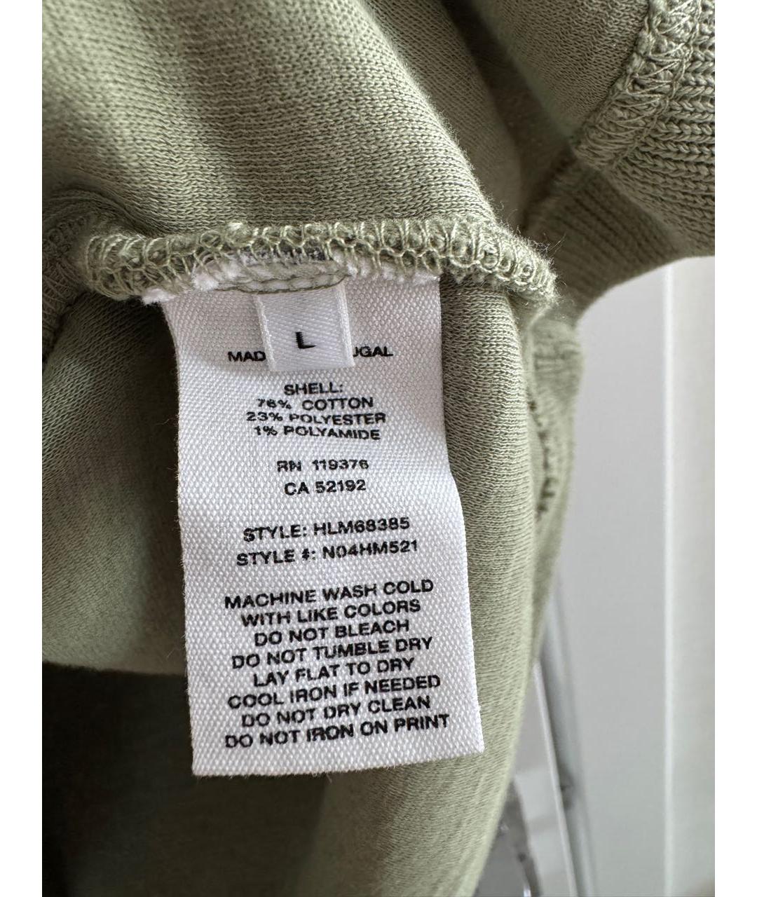 HELMUT LANG Хаки хлопковая футболка, фото 5