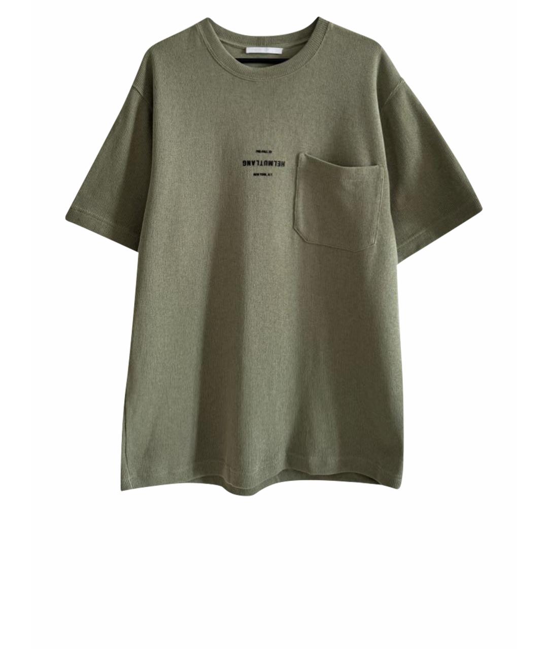 HELMUT LANG Хаки хлопковая футболка, фото 1