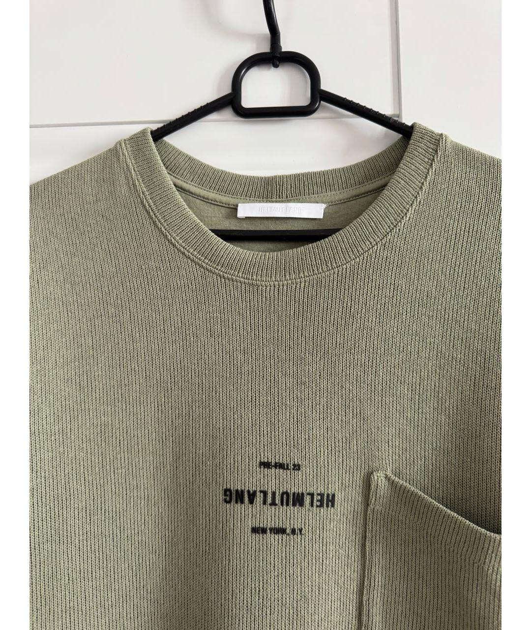 HELMUT LANG Хаки хлопковая футболка, фото 3