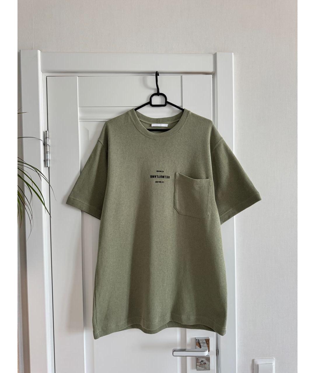 HELMUT LANG Хаки хлопковая футболка, фото 7