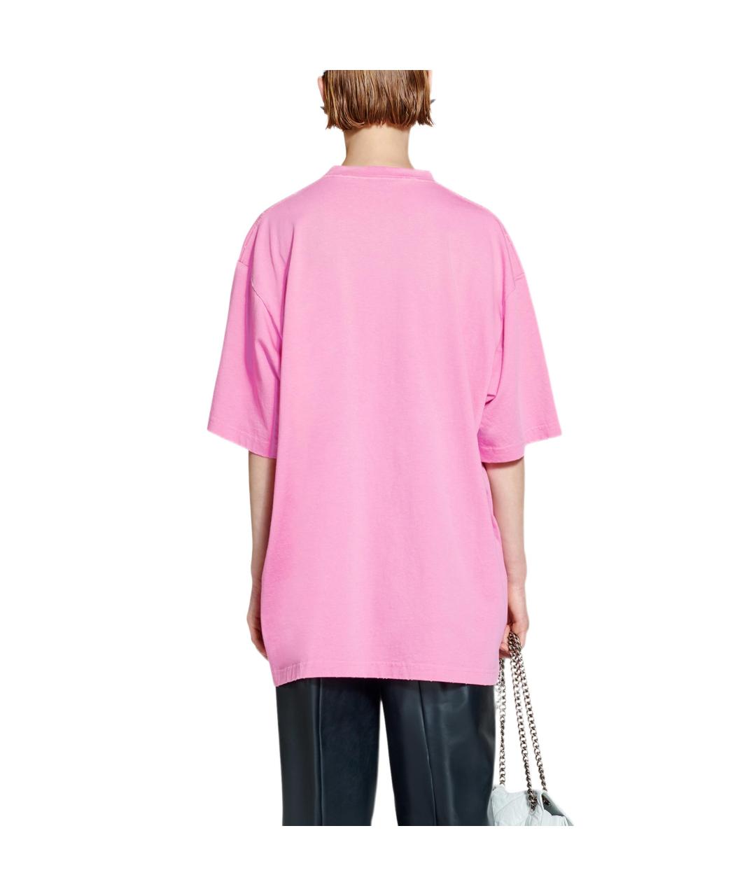 BALENCIAGA Розовая хлопковая футболка, фото 6