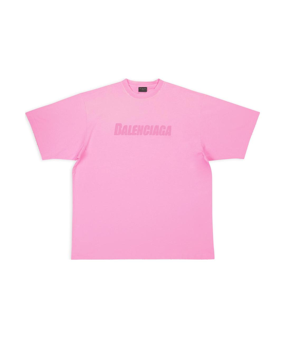 BALENCIAGA Розовая хлопковая футболка, фото 1