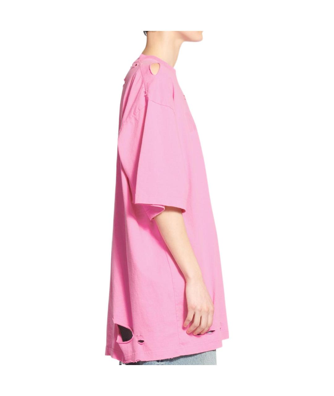 BALENCIAGA Розовая хлопковая футболка, фото 9