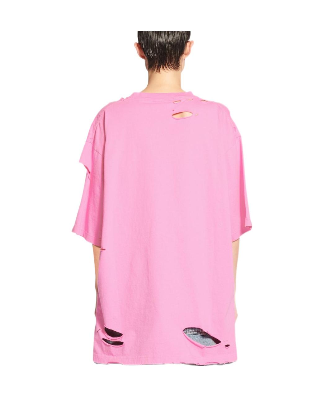 BALENCIAGA Розовая хлопковая футболка, фото 8