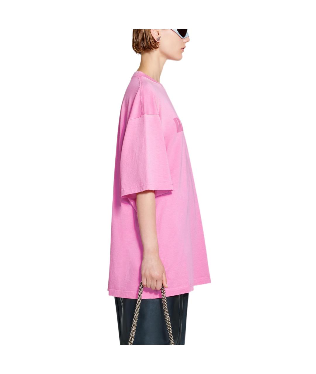 BALENCIAGA Розовая хлопковая футболка, фото 7