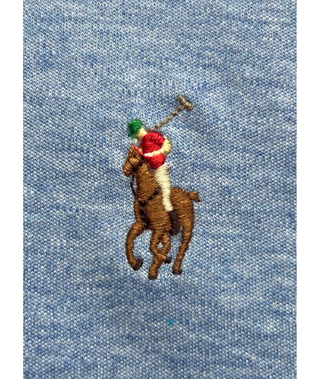 RALPH LAUREN Голубое хлопковое поло с коротким рукавом, фото 6