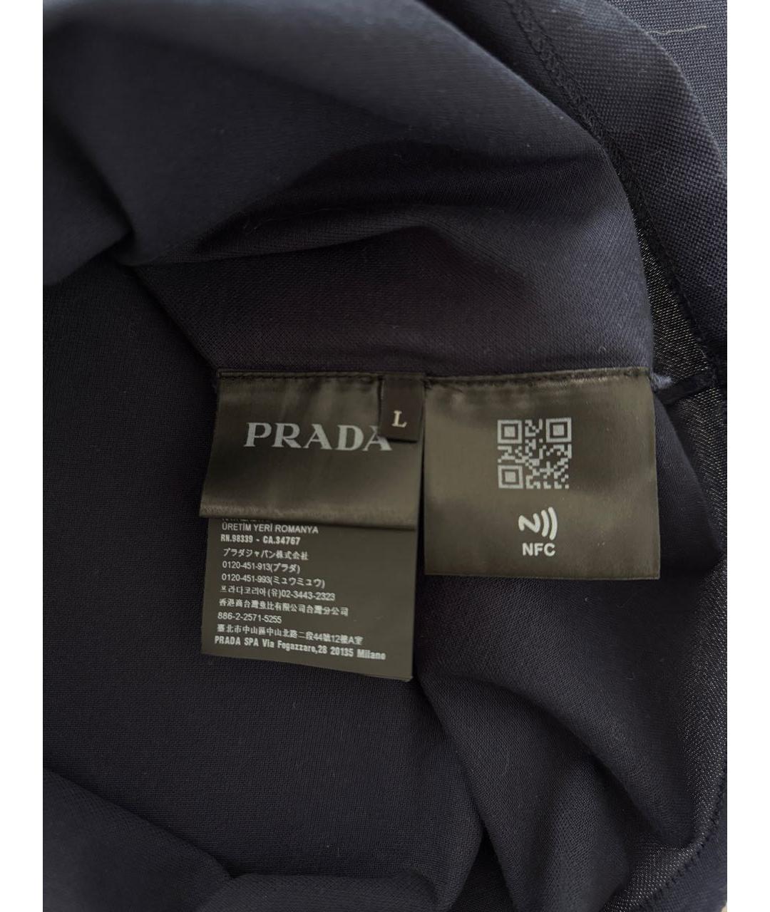 PRADA Темно-синее хлопковое поло с длинным рукавом, фото 5