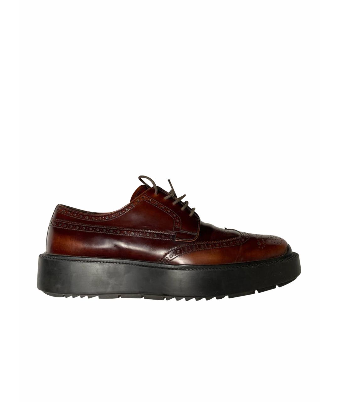 PRADA Бордовые кожаные лоферы, фото 1