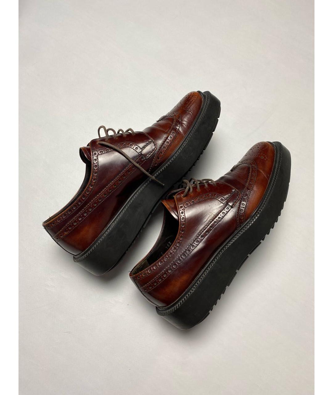 PRADA Бордовые кожаные лоферы, фото 8