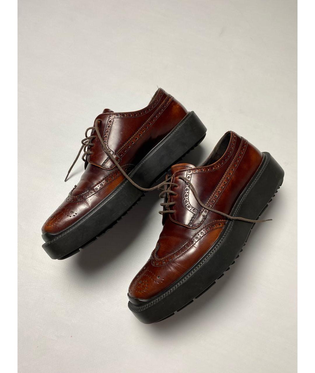 PRADA Бордовые кожаные лоферы, фото 4