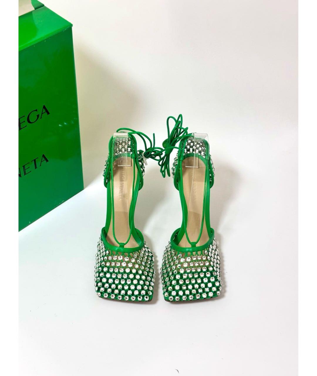 BOTTEGA VENETA Зеленые кожаные босоножки, фото 3