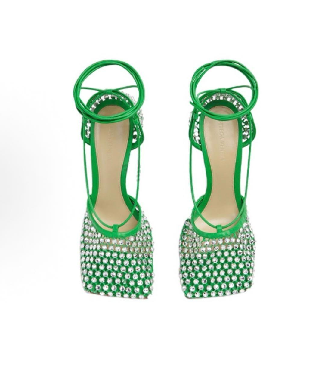 BOTTEGA VENETA Зеленые кожаные босоножки, фото 2