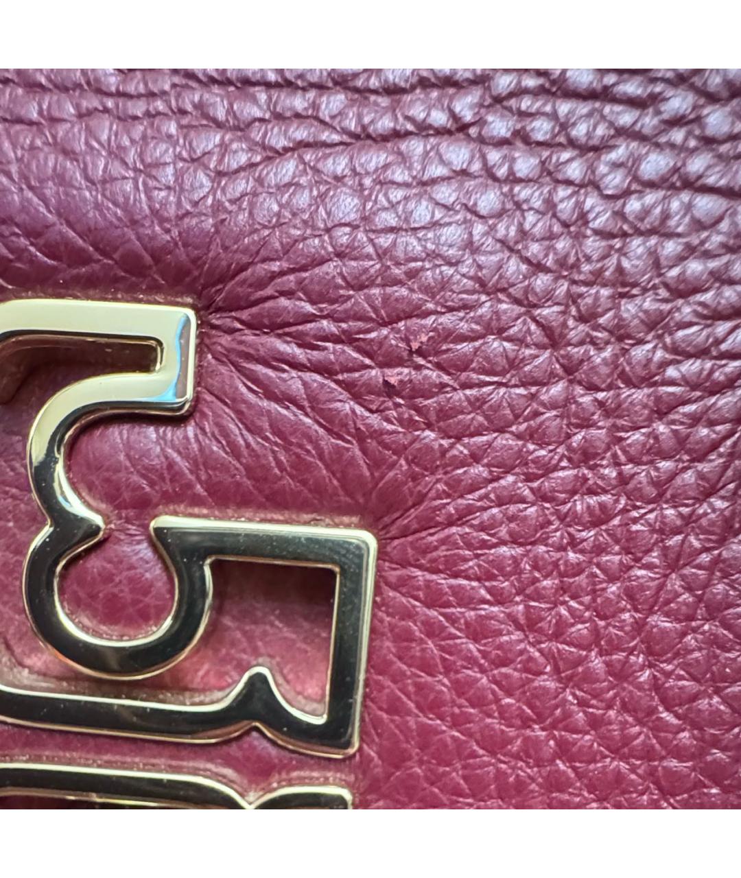 TORY BURCH Бордовая кожаная сумка с короткими ручками, фото 7
